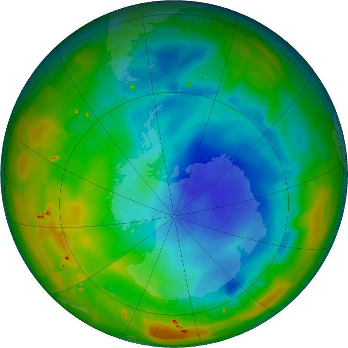 Antarctic ozone map for 01 August 2011